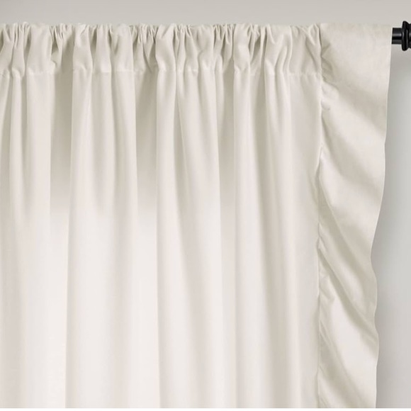 Cream ruffle curtains 84in Long - Picture 3 of 3